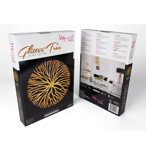 Bead Embroidery Kit Miniart Crafts 55021-1 Glitter Tree - Black Edition Wall Art - Picture 1 of 5